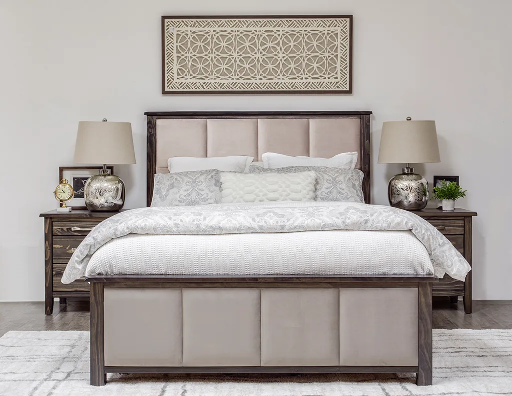 Scarlett upholstery Bed Front view by Mako Wood Furniture