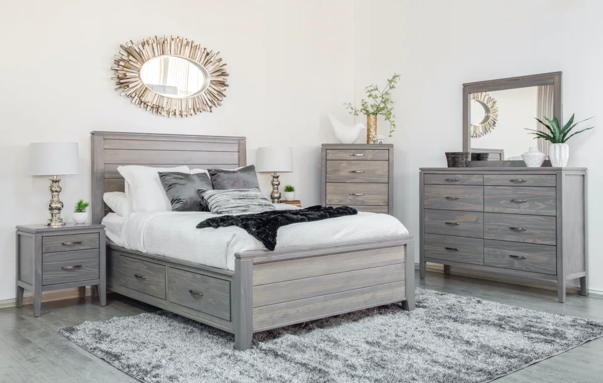 Robina solid wood bed with side Storage by Mako Wood Furniture