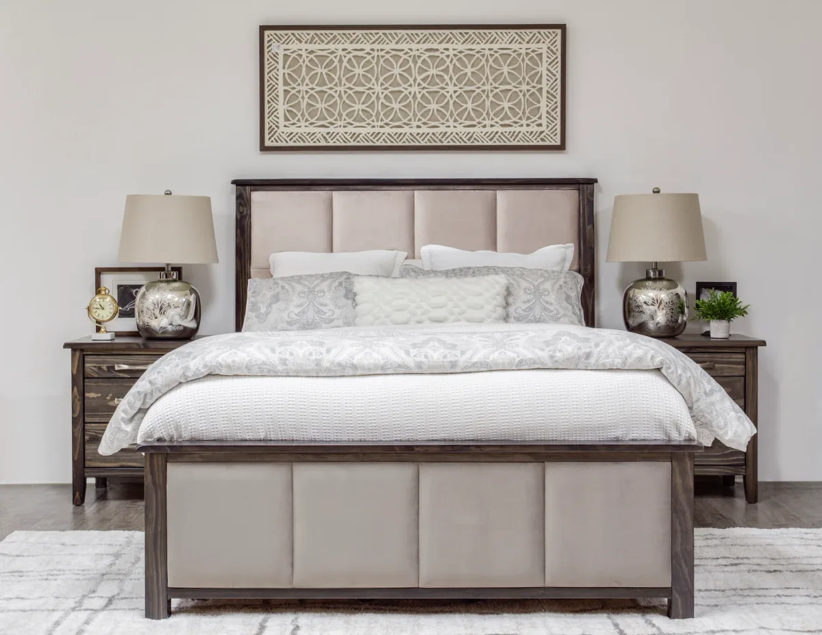 Scarlett upholstered bed queen king double by Mako Wood Furniture