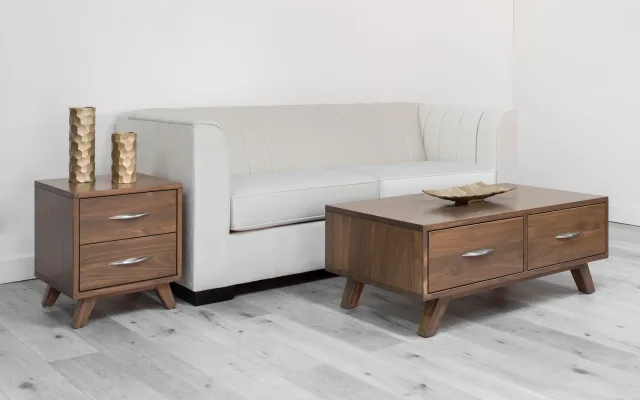 Brandon coffee table and end table by Mako wood furniture