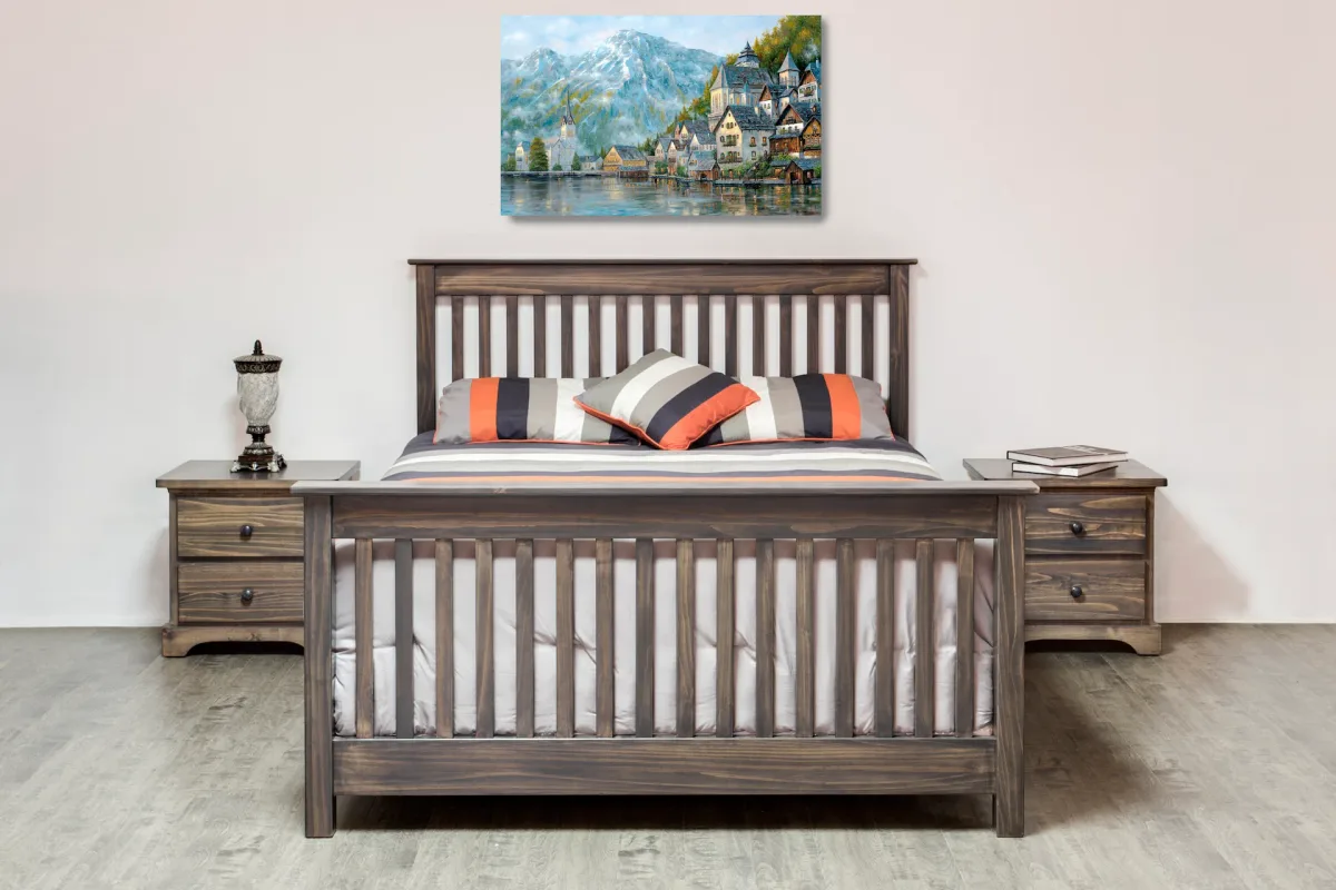 Polo mission solid pine bed queen double twin king by Mako Wood Furniture