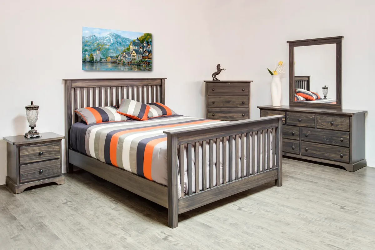 Polo solid pine mission style bed queen king double  by Mako wood furniture