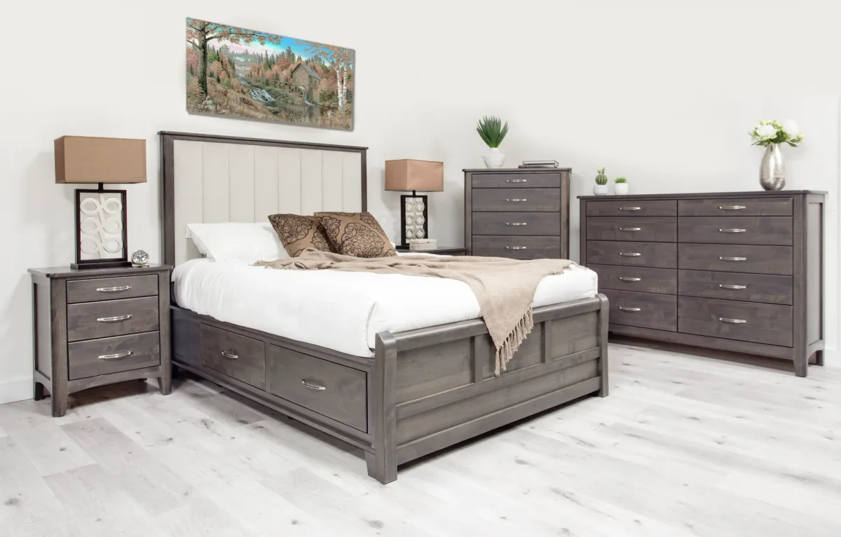 saffron channel tufted headboard bedroom set queen king by Mako wood furniture