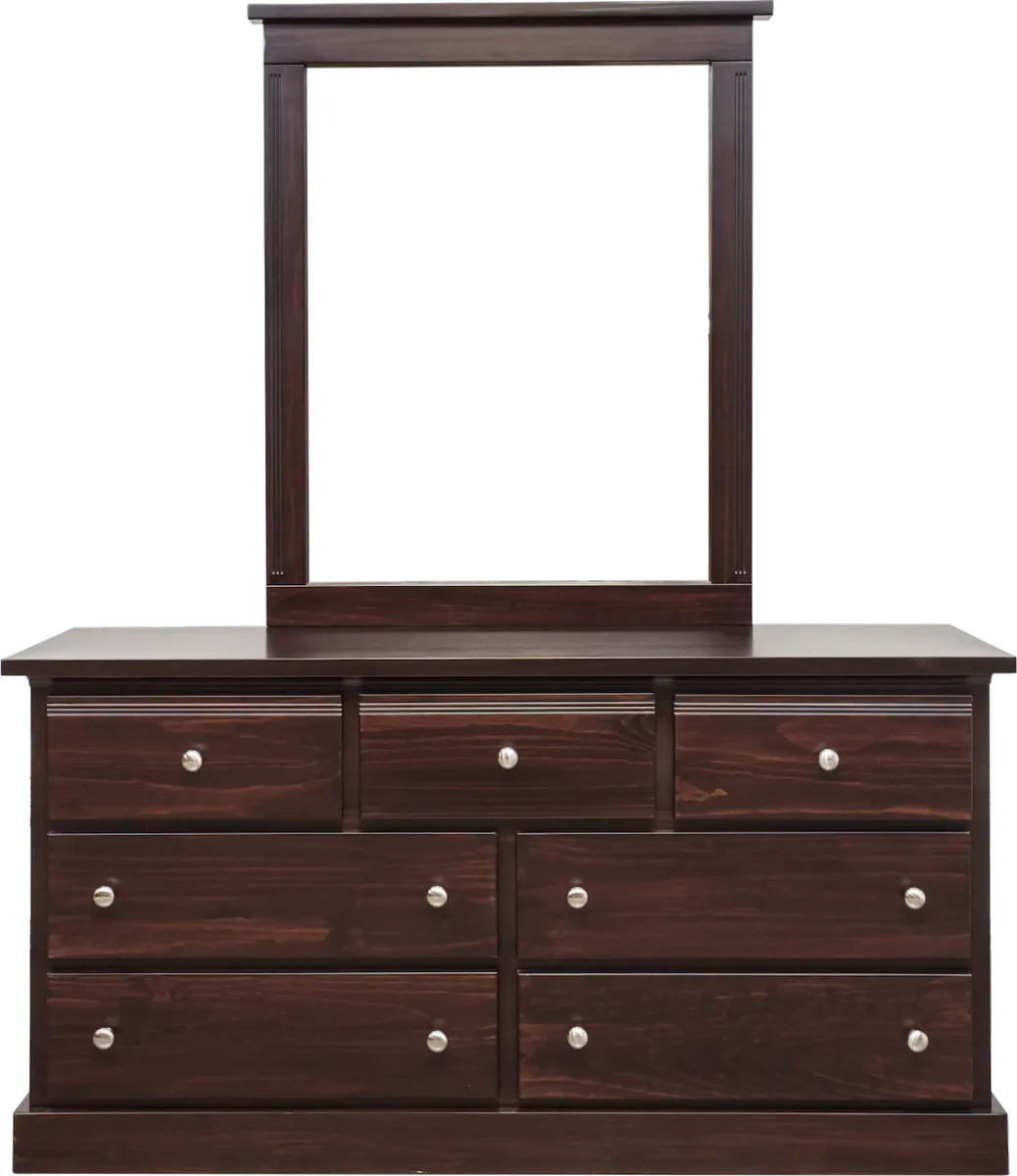 decora solid pine seven drawer dresser and mirror by mako wood furniture