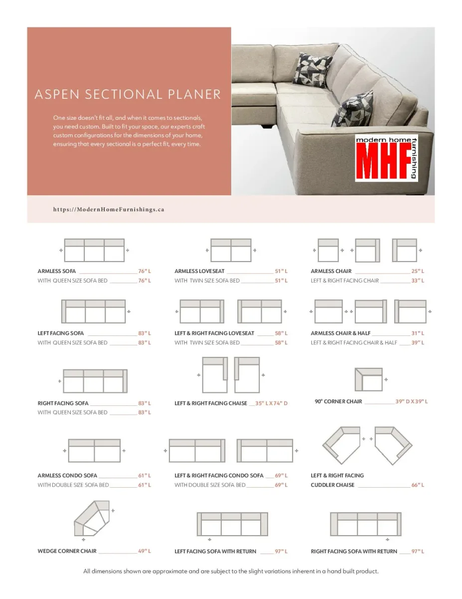 Aspen Sectional Planner by elite sofa designs