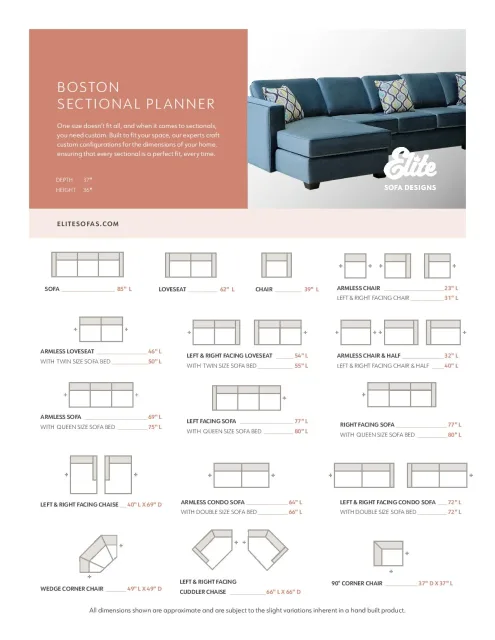 BOSTON Sectional Planner  sofa by elite sofa design