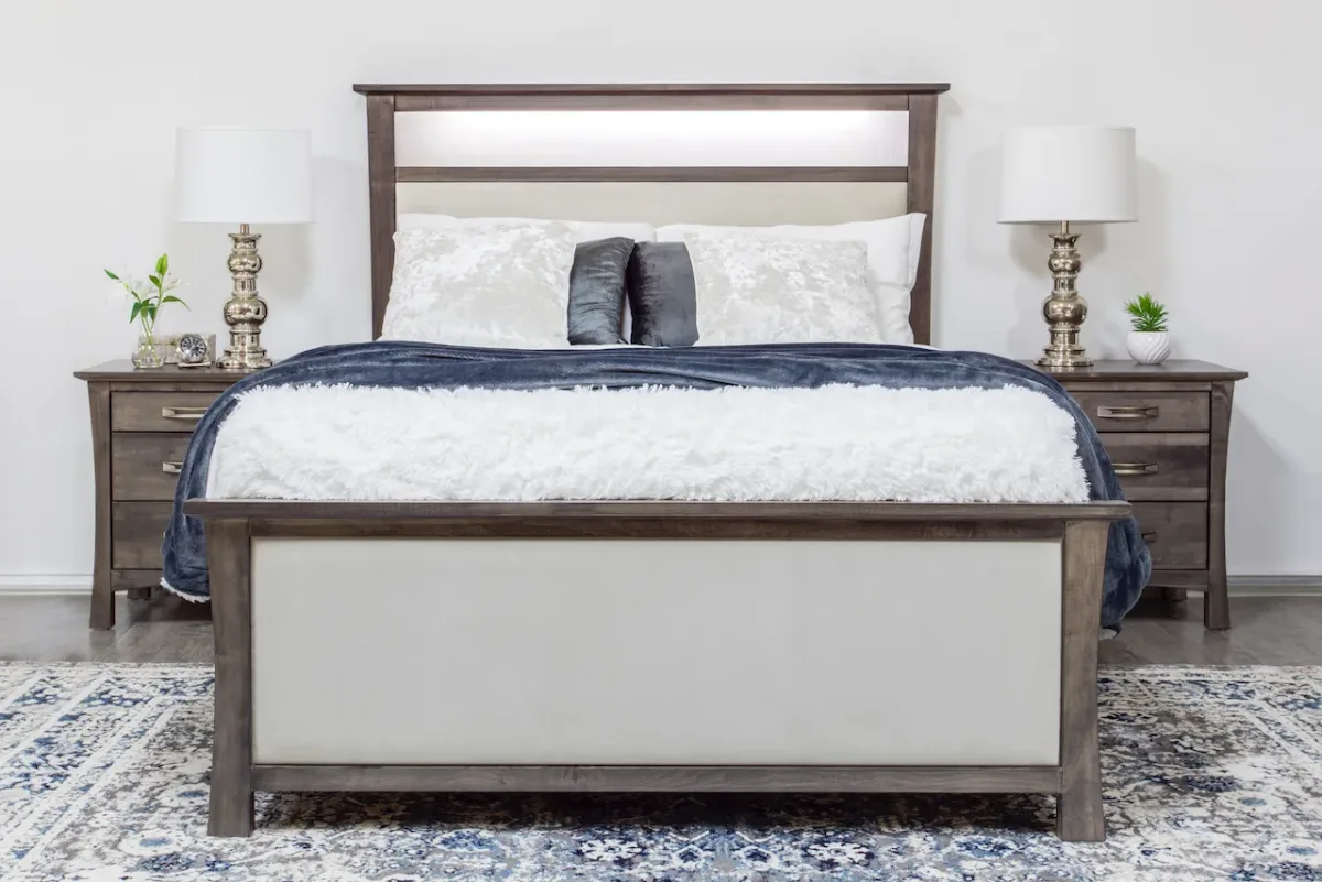 Megan upholstered bed by mako WOod