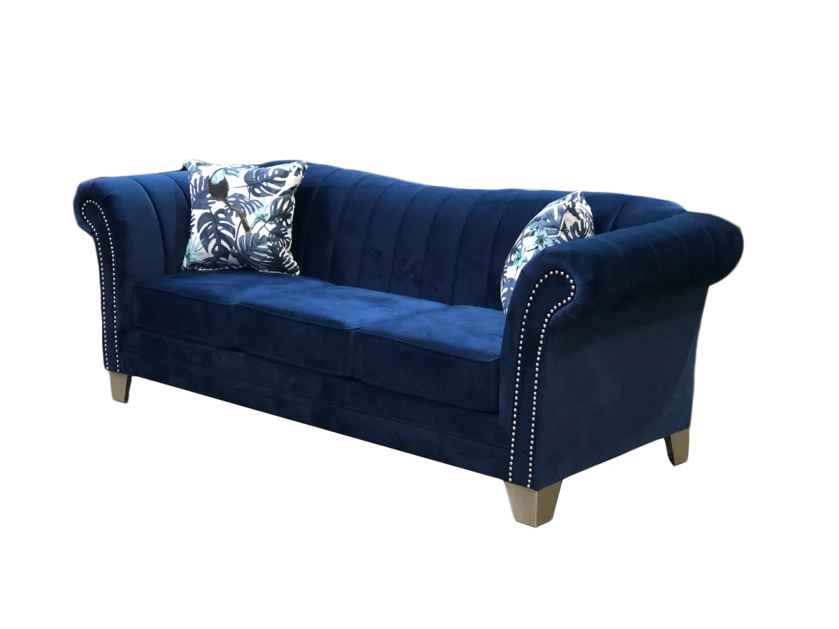 Ross channel tufted back camle back sofa