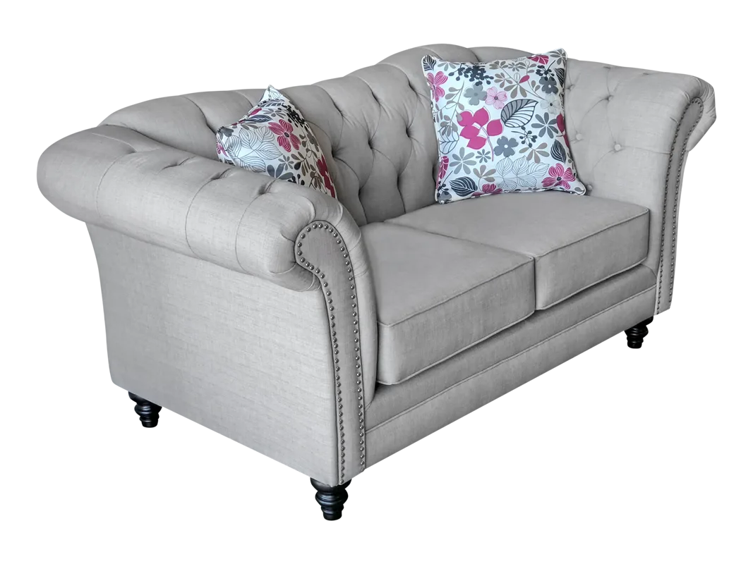 flair tufted camel back and arm loveseat by Elite sofa designs