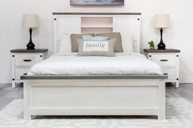 Wire brushed solid wood Bianca bed with farmhouse look