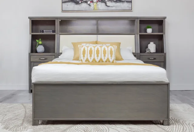 Jetty storage bed with bookcase storage headboard and matching towers