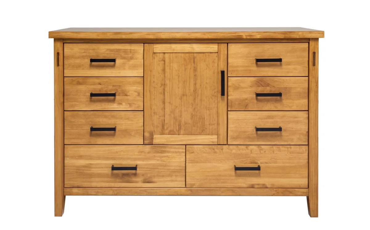 Solid wood Jetty dresser with 8 drawers and door