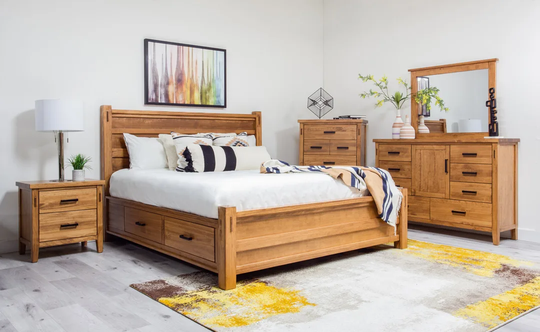 Solid wood hudson king size bedroom suite with storage bed by Mako wood
