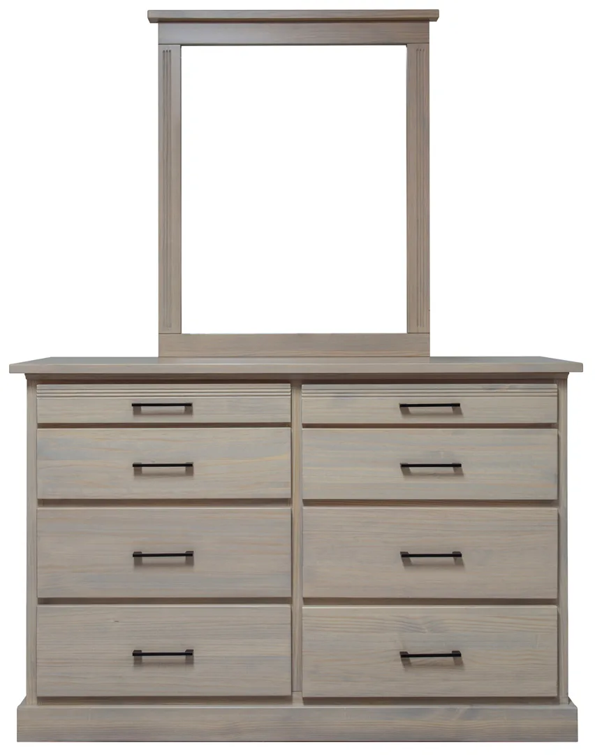 Solid pine 8 drawers dresser with mirror