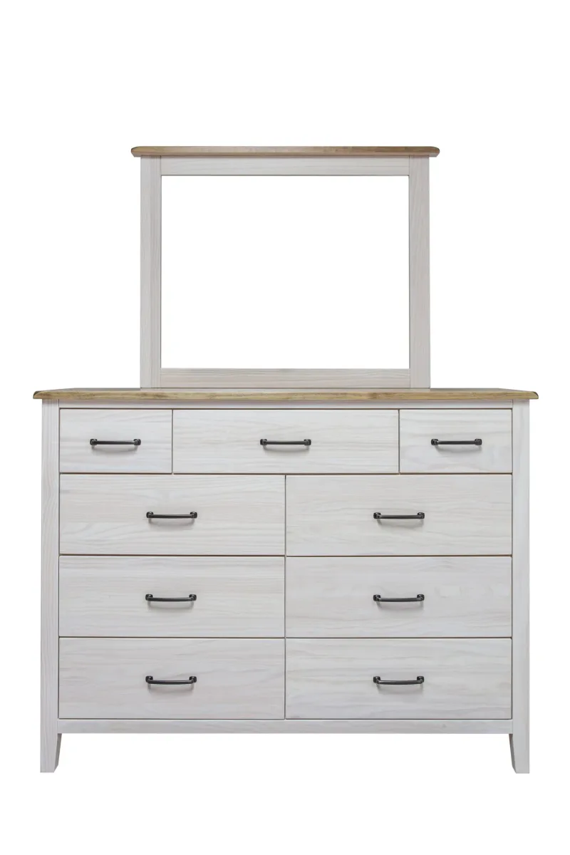 Monkland solid wood dresser with deep drawers and mirror by Mako Wood Furniture