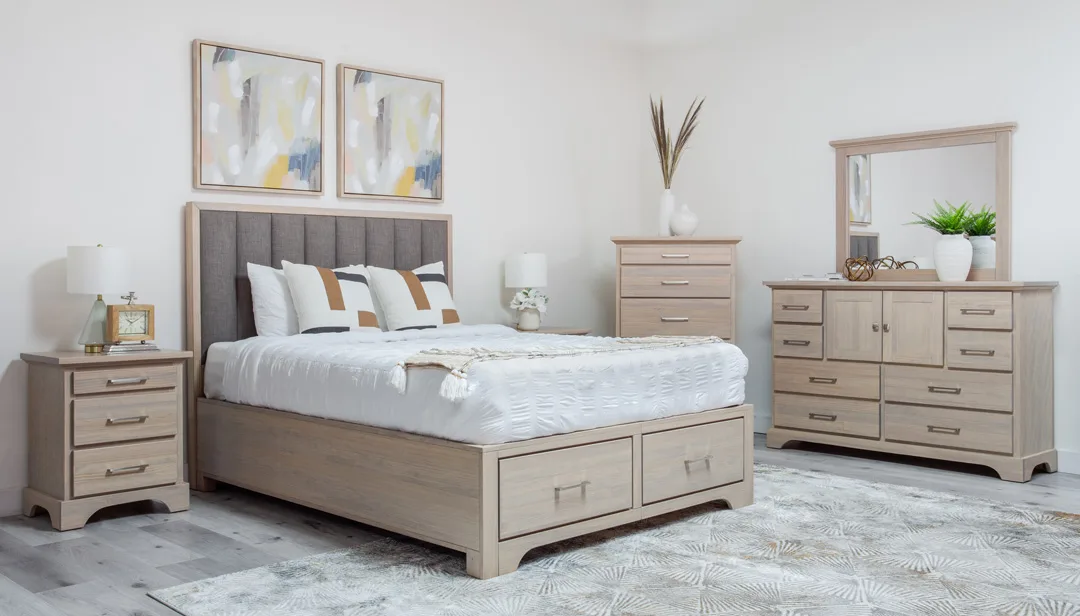 Solid wood Nova front storage bed with Channel headboard by Mako Wood