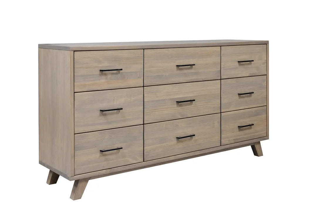 Solid pine saltstone nine deep drawers dresser by Mako
