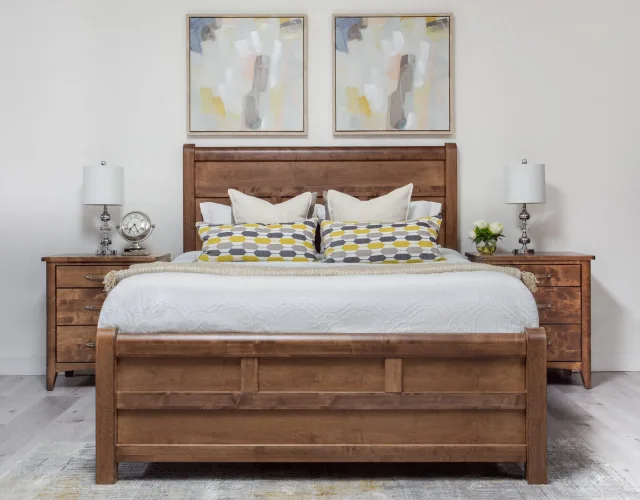 Saffron solid maple bed queenking double by Mako Wood Furniture