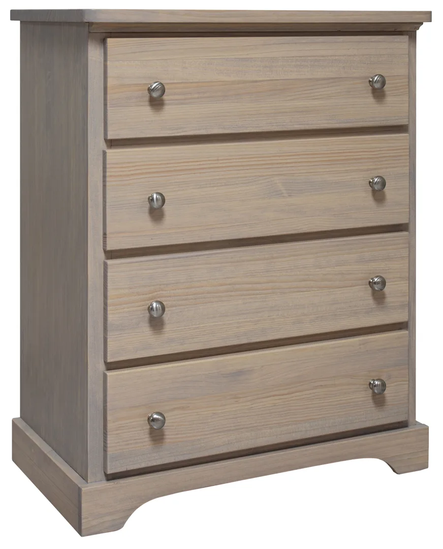 1300-29 solid pine 4 drawers chest 45° view