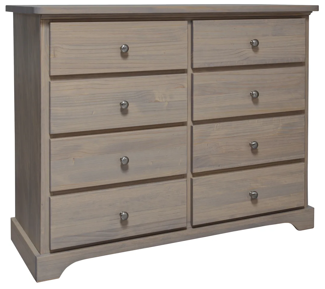 1300-8000-30 Pine 8 drawers dresser 45° view